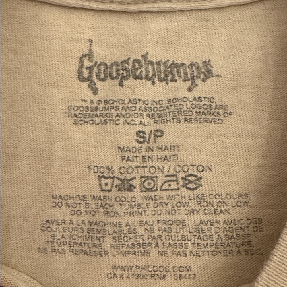 Flawed Goosebumps Graphic Tee in Tan, sz S - Picture 5 of 6